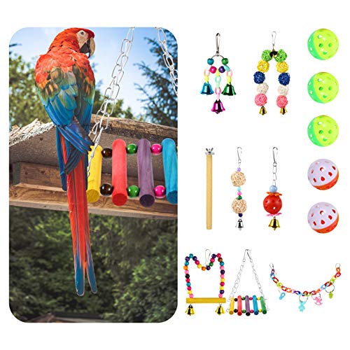 POPETPOP Conjunto de 13 PeÃ§as de Brinquedos para PÃ¡ssaros Brinquedos de Gaiola para PÃ¡ssaros Brin