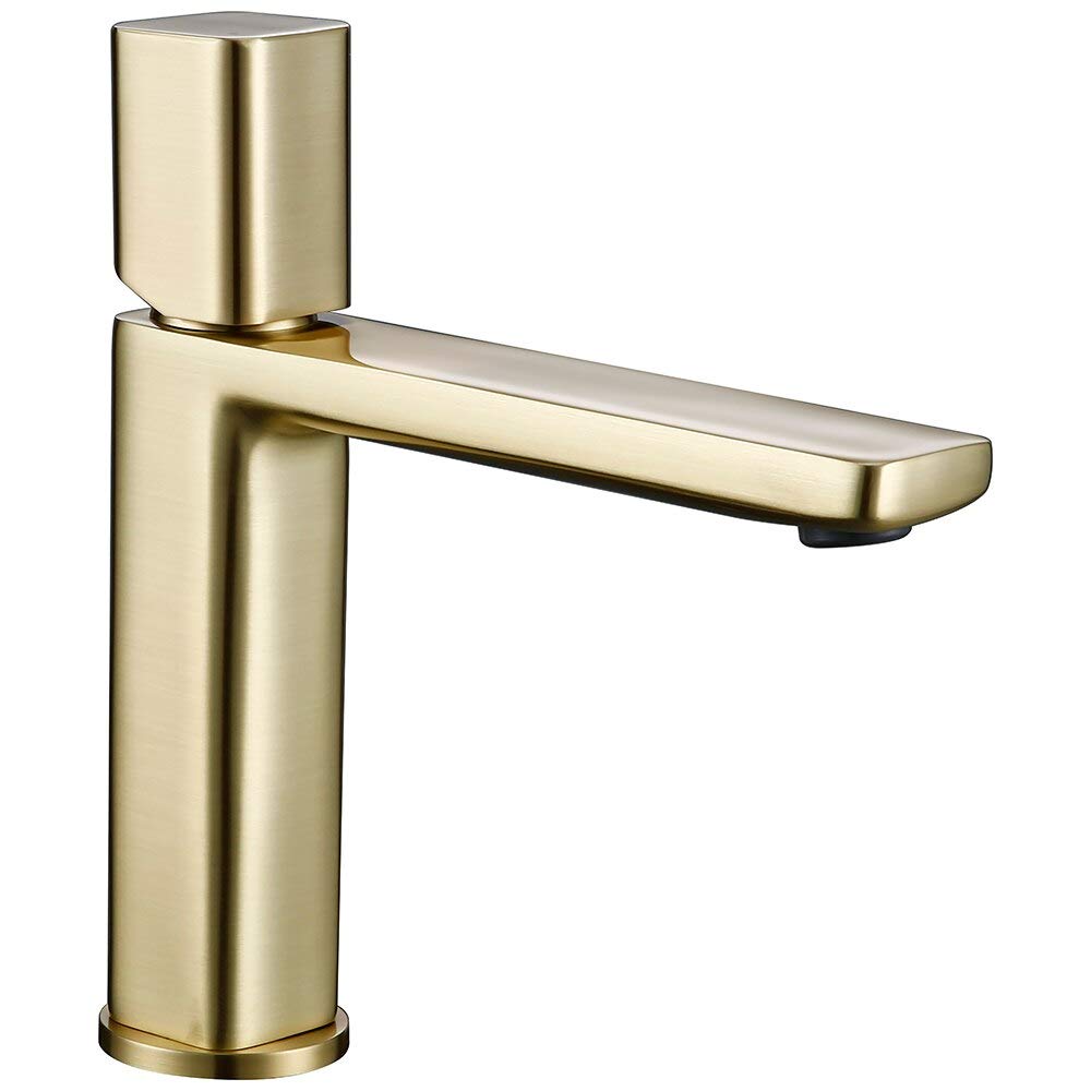Robinet de salle de bain mitigeur évier laiton doré brossé eau chaude