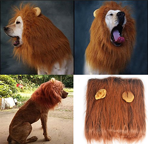 Dog Halloween Costumes Festive Christmas Fancy Dress Up Lion Mane Wig With Ears For Dogs Festival Dress Up