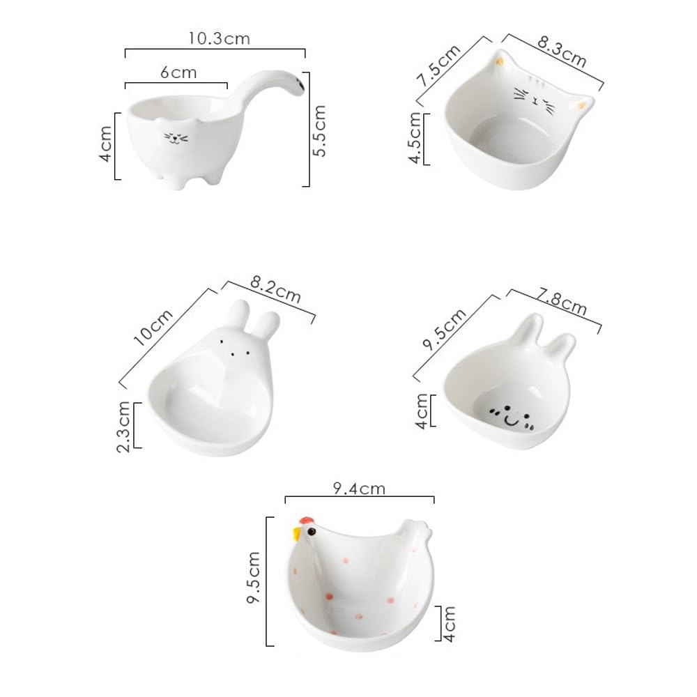 Cartoon Ceramic Small Plates Household Dip Seasoning Cute Animal-Shaped Sauce Special Ice Cream Bowls (Cat tail)