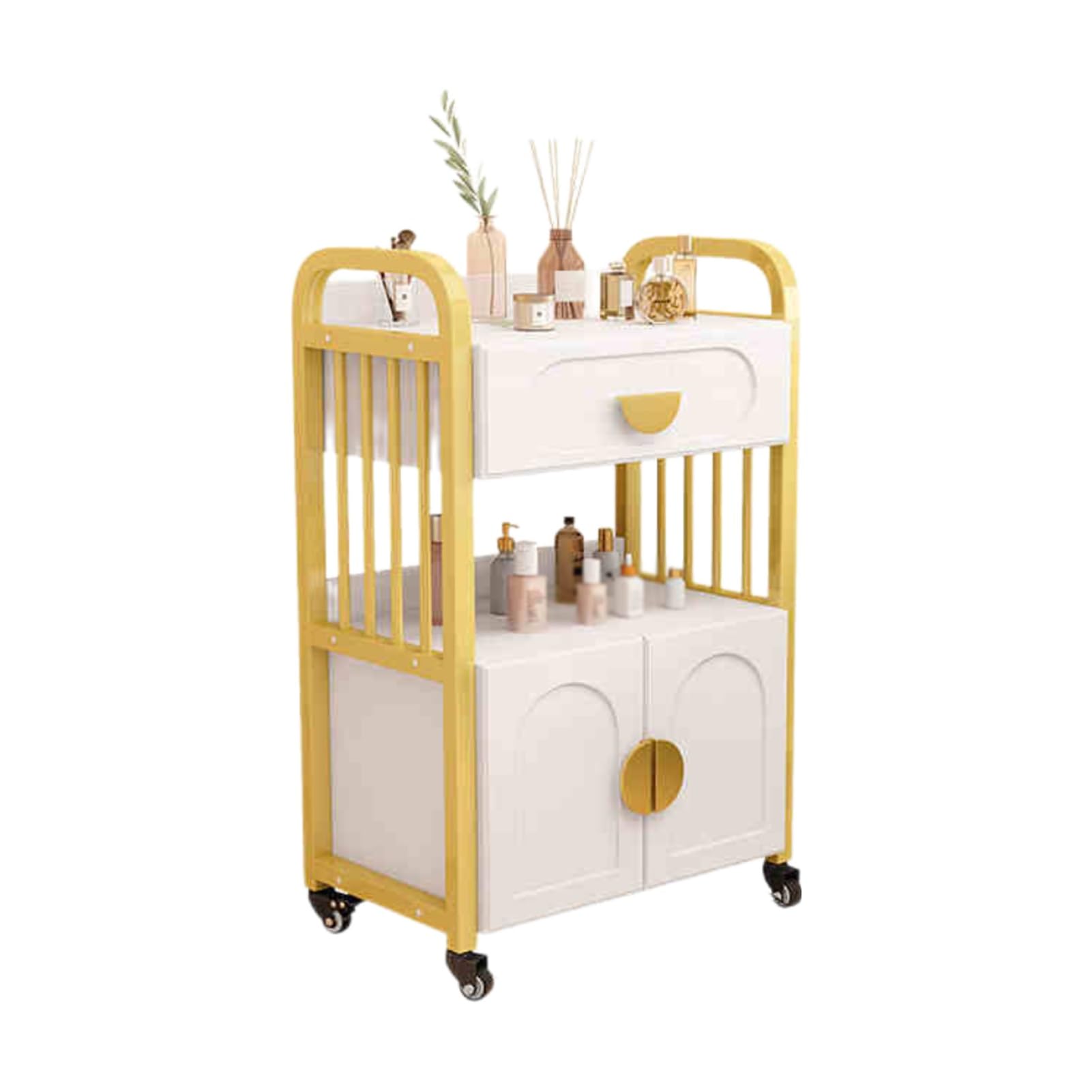 Barbershop Trolley Tool Cabinet with Workbench Multi-Purpose Tool Cart with Wheels,Layered Storage with Drawers and Storage Cabinets,Convenient Universal Pulley,Suitable for Salon Spa Tattoo(Color3)