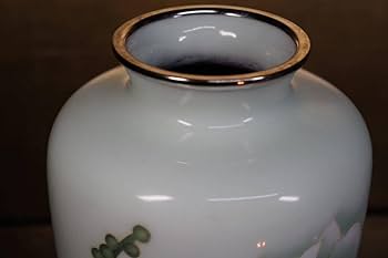 Amazon.co.jp: 七寶焼 銀線有線七宝花瓶 共箱 栞 花器 飾壺