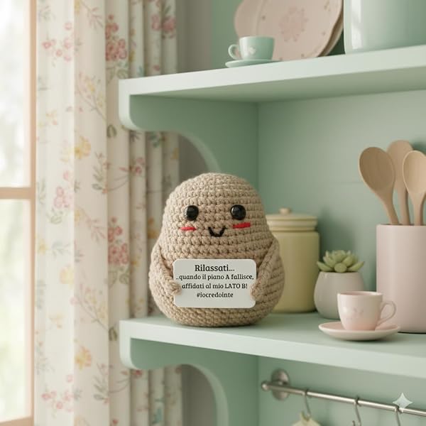 Patata Positiva italiano – regalo amica – portafortuna – peluche - regalo simpatico da Scrivania – Patate positive - Idea regalo motivazionale, regalo divertente per Amici, colleghi, Famiglia. - 5