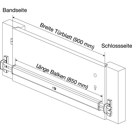 EVVA 50000137 Balkenriegel BR 4300 weiß Länge 900 mm