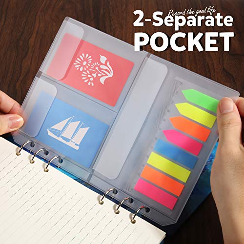 2 Pack A5 Refill Paper & 2Pcs Loose Leaf Pockets & 1 Pack 160Pcs Index Tab With Ruler, Leobro A5 Planner Inserts, 8.25" X 5.55" Lined Paper Refill For 6 Ring Refillable Binder Planner Journal Notebook #TOP3