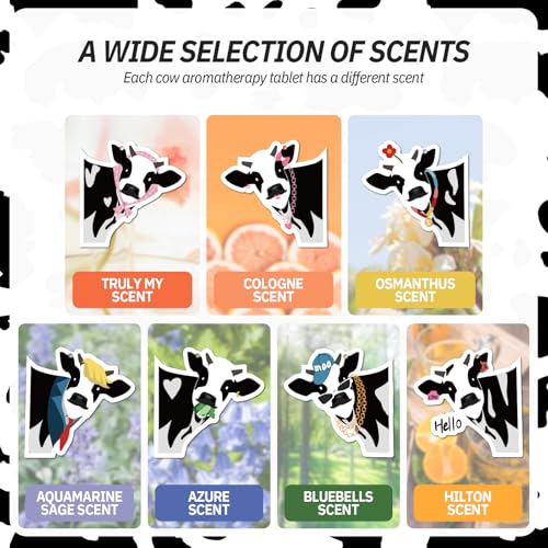 Image of 7 Pcs Cow Print Car Air Fresheners for Women - Cute Hanging Car Accessories for Rear View Mirror, Car Interior Decorations with Assorted Scents, Long-Lasting Automotive Accessories for SUVs, Trucks