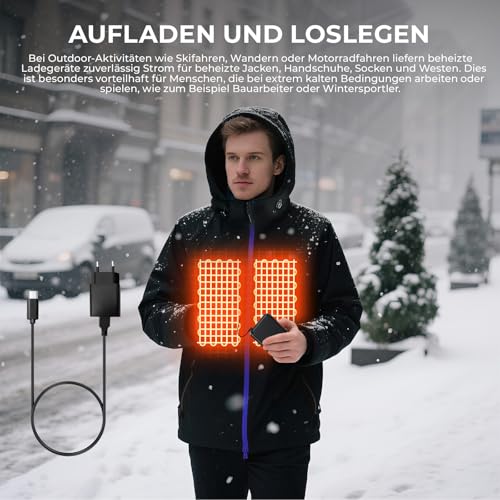 Beheizte Weste Akku Ladegerät Kompatibel mit ORORO Burngogo SOLJIKYE Rasfalo Vapesoon Heizjacken, Kapuzenpullis, Handwärmer, Sitz, Socken, Schal, Handschuhe 5V 2A Ersatz USB Strom Netzteil Kabel