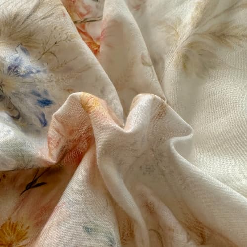 Image of VM VOUGEMARKET Romantic Ruffle Floral Duvet Cover Set Twin,Ultra Soft Double Layer Cotton Plush Pink Bedding Set,Vintage Cottagecore Aesthetic Botanical Comforter Cover for Teen Girls