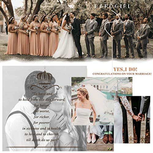 Barogirl Wedding Veil White Short Lace Bridal Veils Shoulder Length with Comb for Brides (23.6 inches-with lace, White) - Thumbnail 5