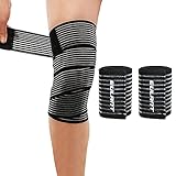 YEEKORO Elastic Knee Compression Bandage Wrap, Ankle Support Brace Adjustable Calf Compression Knee Elbow Wrist Ankle Bands for Pain Relief, Support Wrap Bandage Fastener Straps for Men and Women