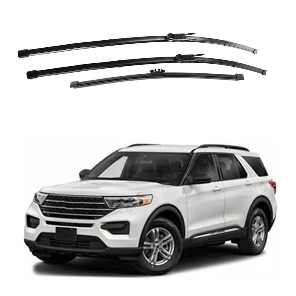 MHART Escobilla Limpiaparabrisas Juego Frontal Trasero para Ford Explorer 6 u625 2020-2023, Limpiaparabrisas para Ventanas de Limpieza de Caucho 26 "22" 11"