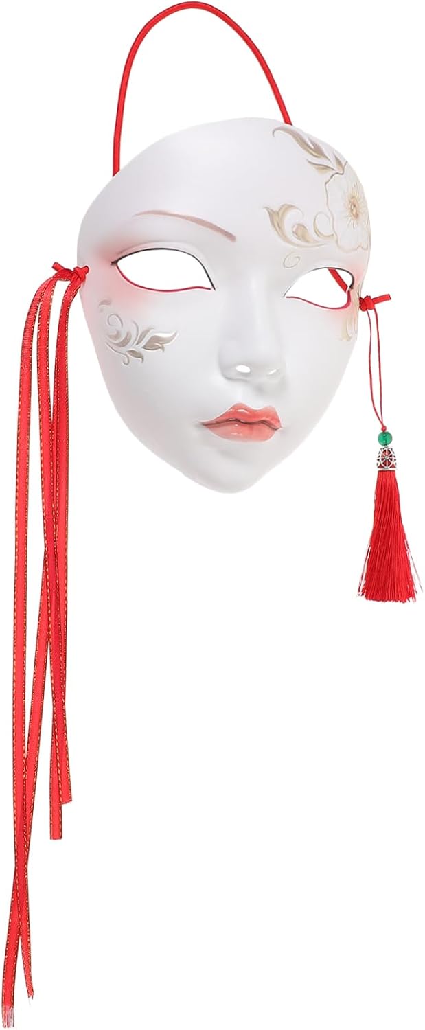 Cabilock Festival Masquerade Mask for Women Hand-painted Chinese Style Full Face Halloween Costume Prop for Carnivals Parties and Photo