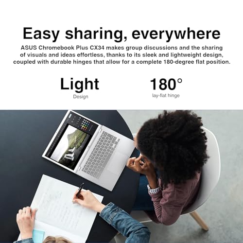 Image of ASUS Chromebook Plus CX34 14.0 inch FHD Touchscreen NanoEdge Display (Renewed) | (Intel i3-1315U, 8GB LPDDR5, 128GB SSD, Backlit KB, Wi-Fi 6E, HD Webcam, Chrome OS) - Ideal for Everyday Value Use (Renewed)