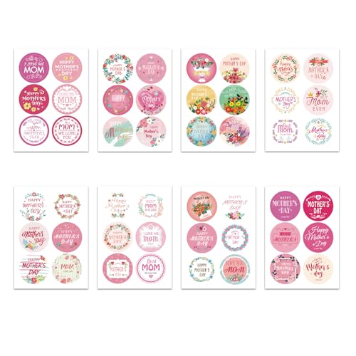 Mothers Day Stickers 2 Happy Mothers Day Gifts Stickers Mom Self-Adhesive Labels Floral Envelope Seals Sticker for Card Gift Wrapping Present Boxes Mothers Day Party Favors Decorations Supplies