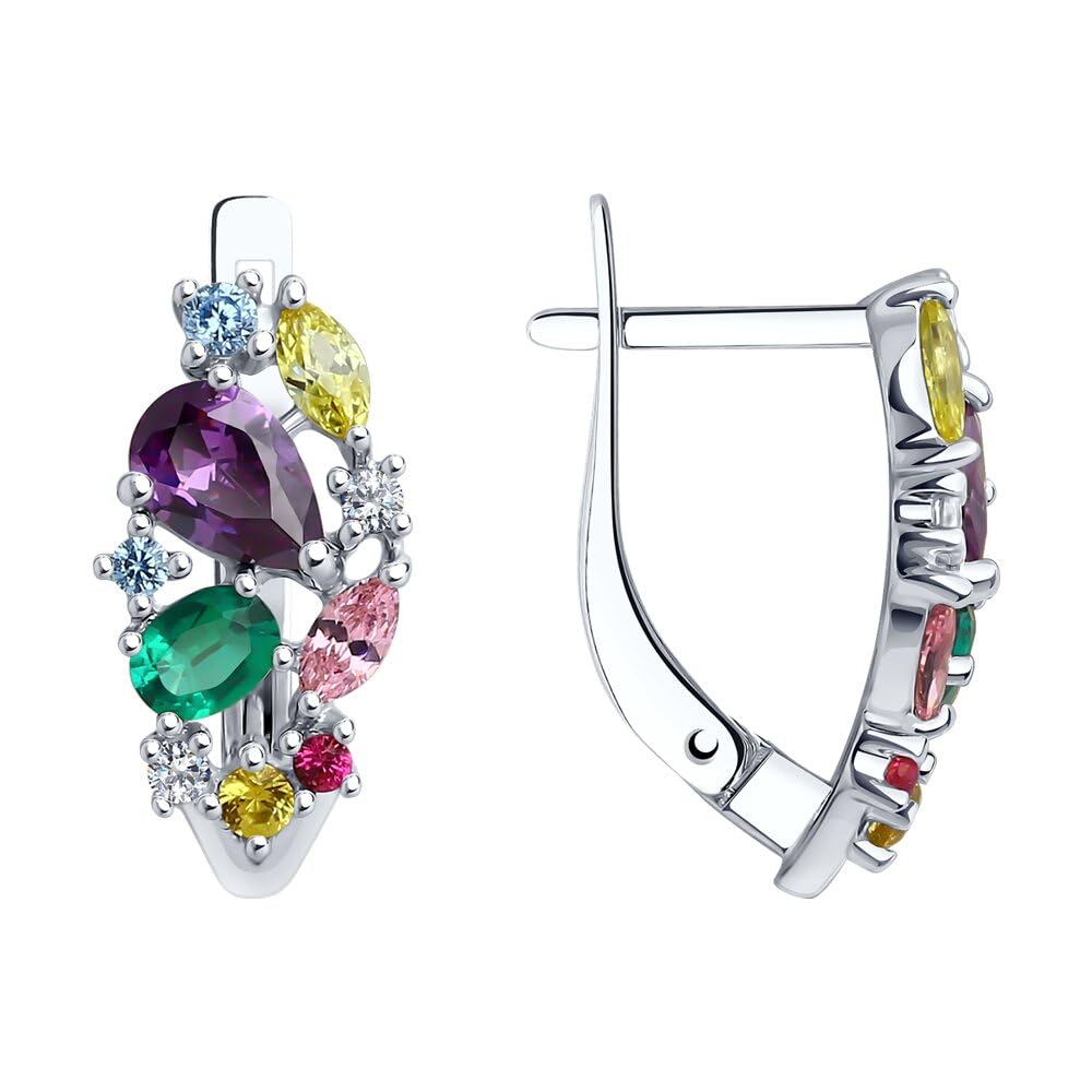Silber Ohrringe Creolen für Damen aus 925 Silber mit Zirkonia Steinen und Smaragd Korund Ohrschmuck Echtschmuck Damenschmuck bei Secretforyou