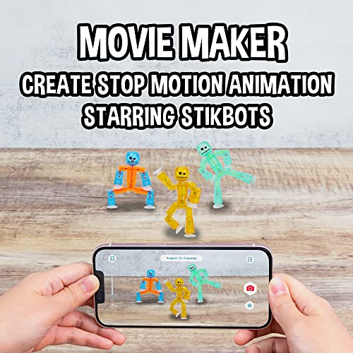 Zing Stikbot 4 Pack With Tripod, Set Of 4 Stikbot Collectable Action Figures And Mobile Phone Tripod, Create Stop Motion Animation #TOP4