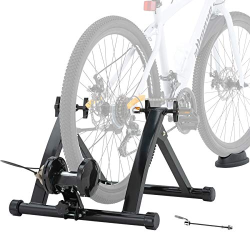 WALMANN Bike Trainer Stand for Indoor Exercise Magnetic Resistance Trainer Stand 6 Variable Speed Levels with Front Wheel Riser Block and Quick Release Stationary Bike Stand for 26 -28 Wheel