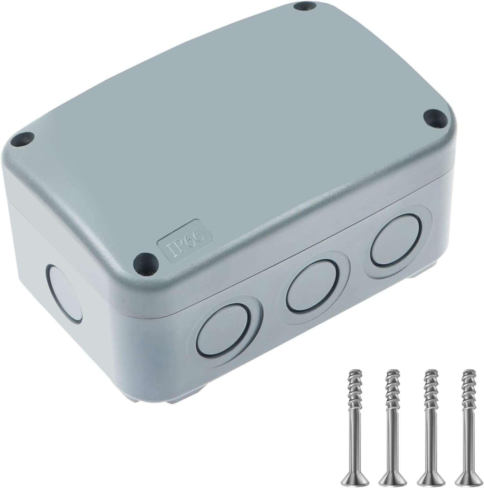 Outdoor Junction Box,Nineleaf IP66 Weatherproof Electrical Project Boxes PVC/ABS Plastic Enclosure Box Universal Watertight 4.9 x 3.3 x 2.3 inch (125x86x62mm), Fit with 20mm Cable Gland Grey