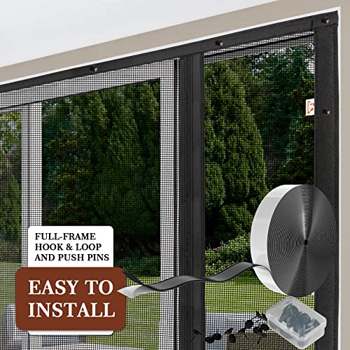 Yotache Magnetic Screen Door Fits Door Size 64 X 80, Screen Size 66" X 81" Double Door Net Curtain For Front, Patio Sliding Door #TOP6