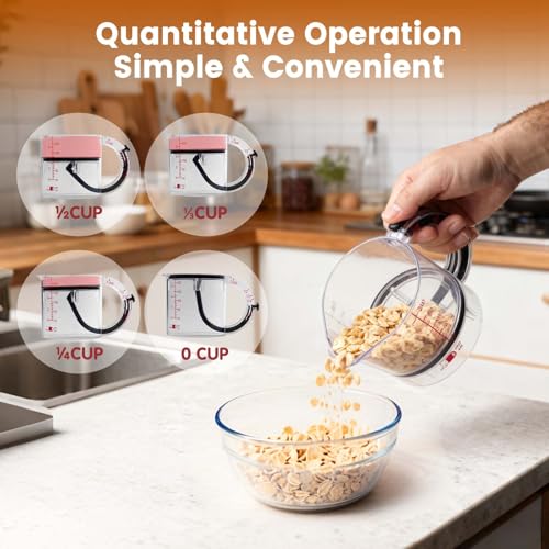 KOOK UDU 4 in1 Adjustable Measuring Cup with Scraper-Style Seal Base,Multi-Functional Up Cup Measuring Cup,Space-Saving Easy to Clean for Cooking and Baking & Ingredients