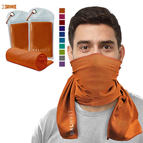 Balhvit [2 Pack Instant Relief Cooling Towel, Ice Towel, Microfiber Towel, Use as Chilly Neck Headband Bandana Scarf, Cool Cold Towels for Yoga Beach Travel Sports Running Camping