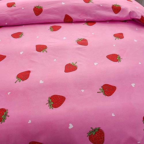 Lightweight Hotel Luxury Duvet Cover 3 Piece Set-Kids Kawaii Cute Fruit Strawberry Ultra Soft Premium Microfiber Breathable Comforter Cover With Zipper Closure, Corner Ties Full/Queen (90X90 Inches) … #TOP4