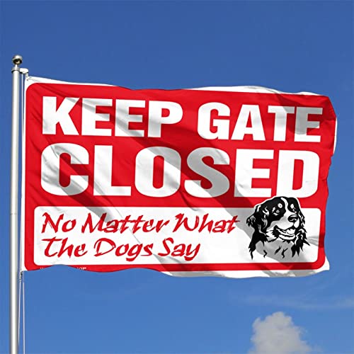 Drapeau Keep Gate Closed humour pour garage et dortoir grand format 152x244 cm - 2