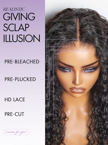 Image of LUVME HAIR All-Day Comfort Water Wave 5X5 Deep Wave Lace Front Wigs Human Hair Curly Hair glueless wigs human hair pre plucked pre cut long black wig lace closure wigs frontal wigs human hair