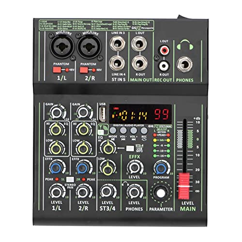 Mini 4 canales Mezclador de audio individual +48V Phantom Power 99 DSP Efectos Bluetooth USB Consola de mezcla de registro de reproducción de computadora AM-AX3