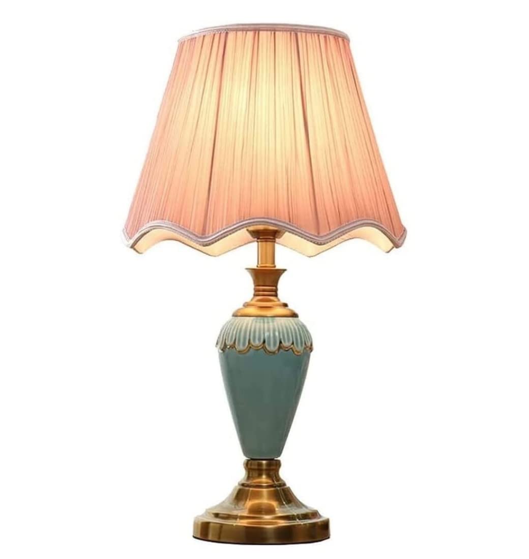 SGKOMN Desk Lamps For Reading Ceramic Ceramic Metal Table Lamp 20.9" Bedside Nightstand Lamp Fabric Lampshade For Living Room Bedroom Table Bookcase Lamps For Living Room-Touch