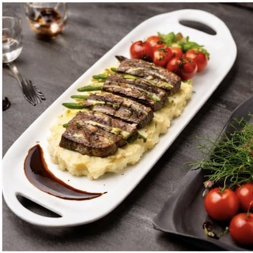Tavuk Dünyasi Oval Servis Tabağı, Beyaz Seramik, Kulplu Kayık Model, 3'lü Set, Sunum ve Servis için