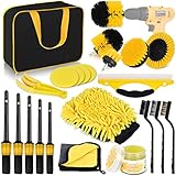 Herrfilk 22 Pcs Car Cleaning Tools Kit, Car Detailing Kit, Car Detailing Brush Set with Carry Bag, Auto Drill Brush Set Pro Car Wash Kit for Car Interior &amp; Exterior, Wheel, Dashboard, Leather, Emblems