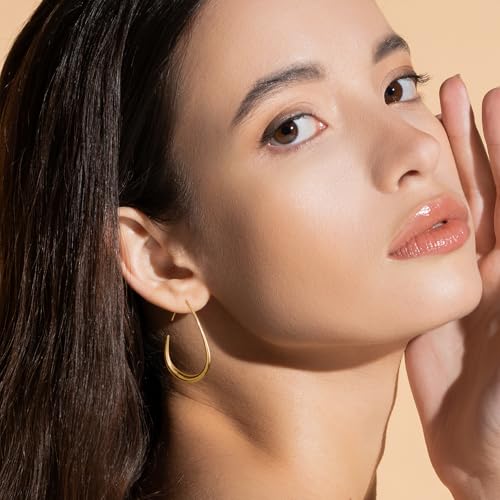 Teardrop Earrings for Women, Elegant and Exquisite Large Oval Pull Through Hoop Earrings, Highly Polished Statement Fashion Jewelry Gift3