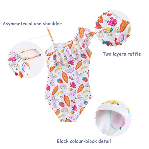 Image of Girls One Piece Swimsuits Hawaiian Ruffle Swimwear Kids Summer Bathing Suit 3-14 Years