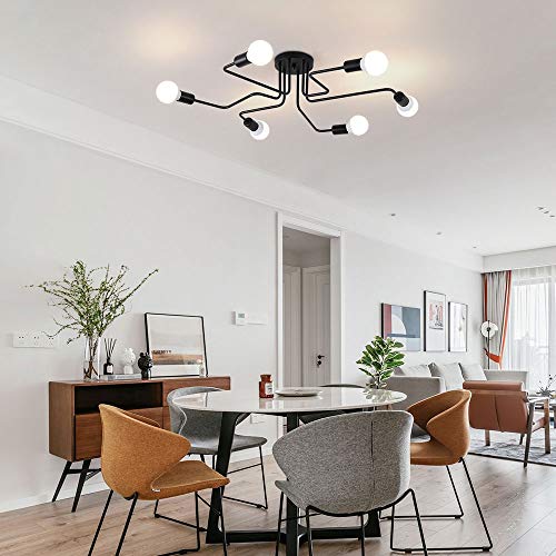 Plafonnier vintage en fer noir Spoutnik luminaire haut de gamme pour séjour