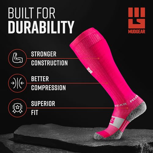 Image of MudGear Graduated Compression Socks, Durable, Sweat-Resistant OCR Performance Socks with Cushioned Footbed, Made in USA