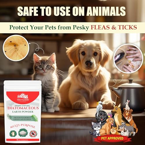 Image of Organic Diatomaceous Earth Powder, Multi-Purpose Pest Control for Ticks, Fleas, Bedbugs, Earwigs and Silverfish (1800 g, pack of 2)