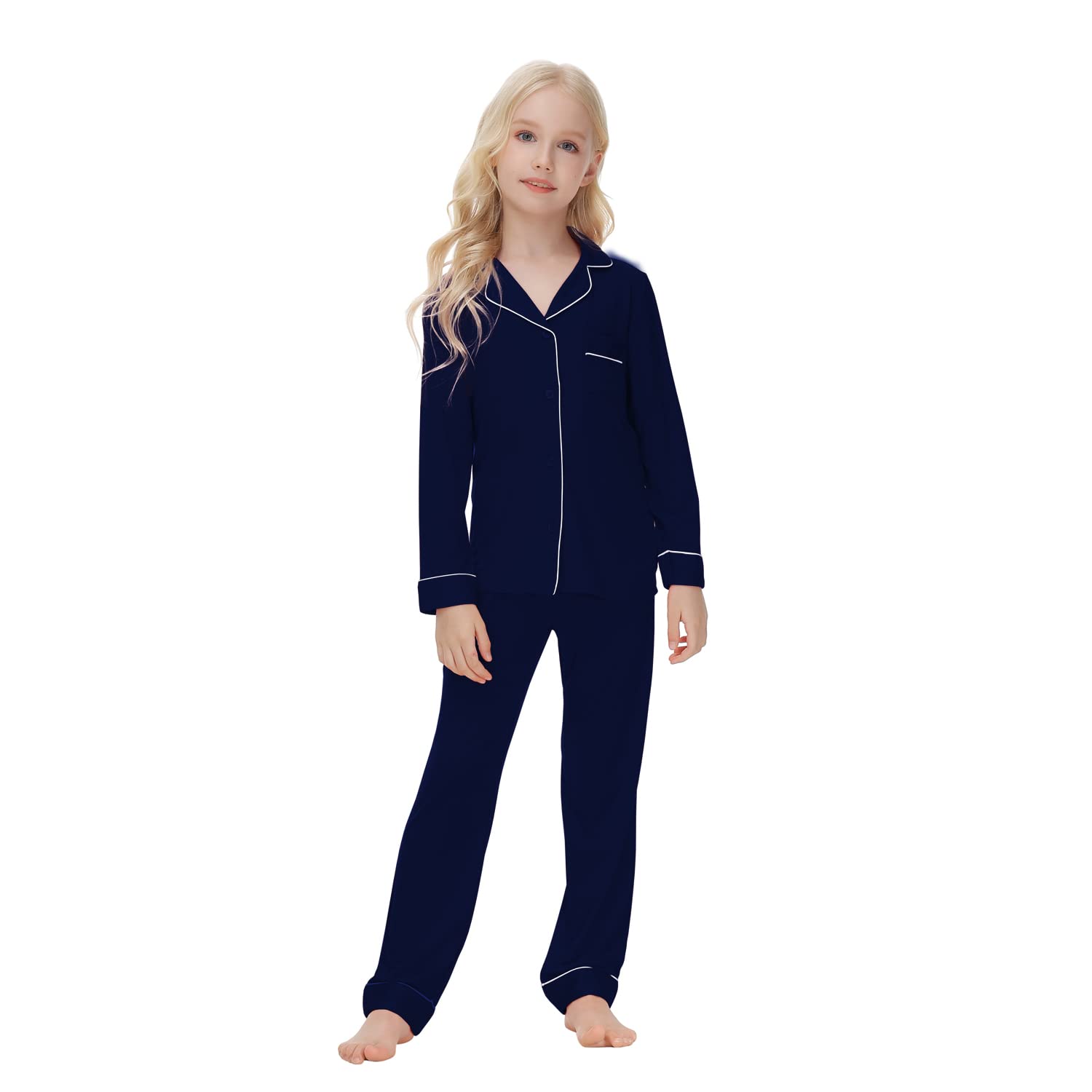 Verve Jelly Kids Pajamas Set PJS Long Sleeve Button-Down Loungewear Nightgown for Little Girls Boys
