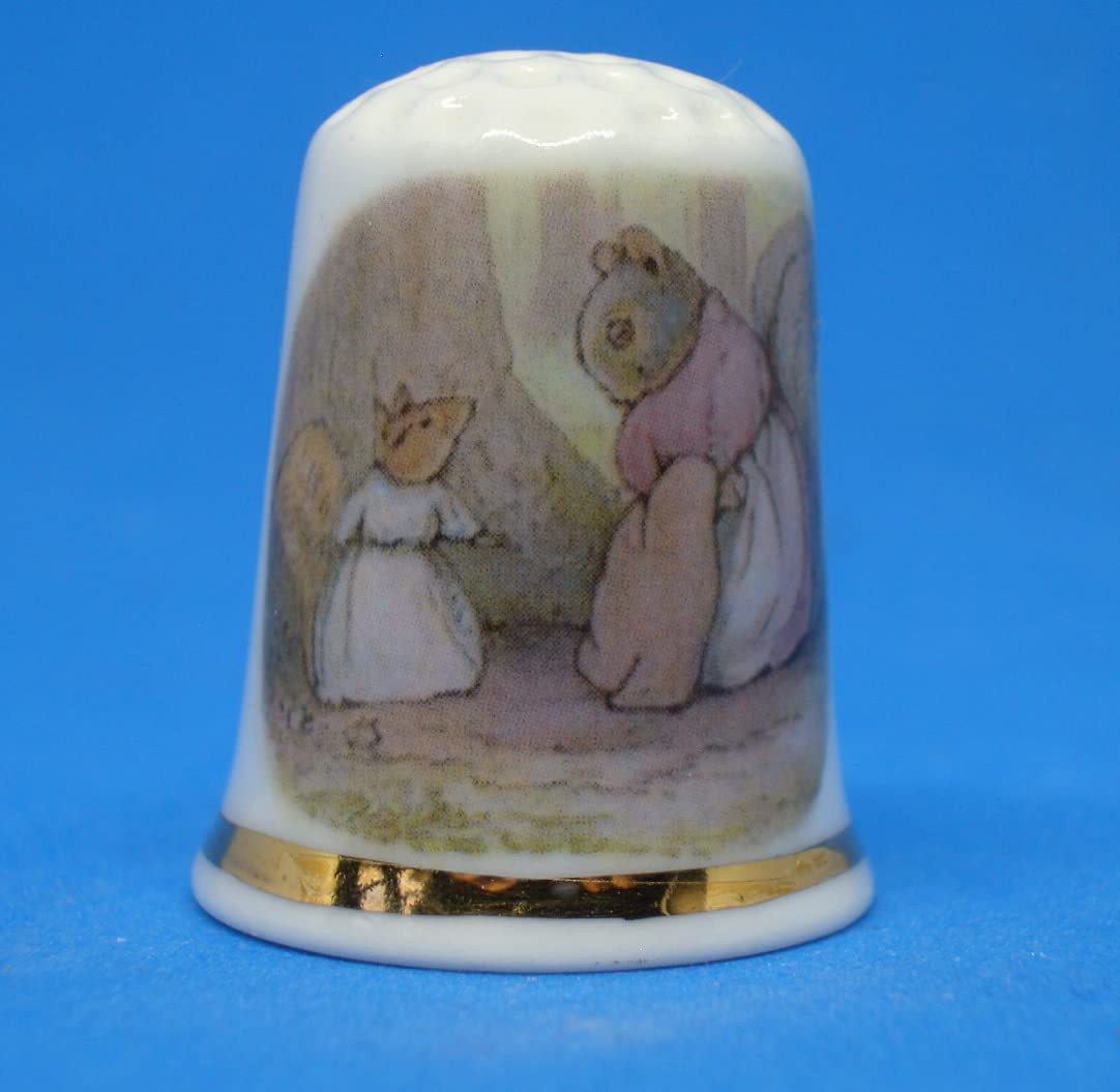 Birchcroft Porcelain China Collectible Thimble - Beatrix Potter Goody & Mrs Hackee with Display Box