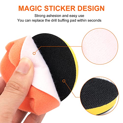 3 Inch Polishing Pad, 7Pcs Car Cleaning Kit Car Wax Applicator Pad Wool Sponge Buffing Pads Drill Buffing Kit With Drill Adapter For Car Headlight Restoration,Sanding, Polishing,Waxing & Sealing Glaze #TOP2