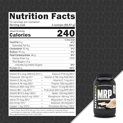 NutraBio MRP Complete Meal Replacement Protein Powder - 2.5 Pounds - Creamy Vanilla