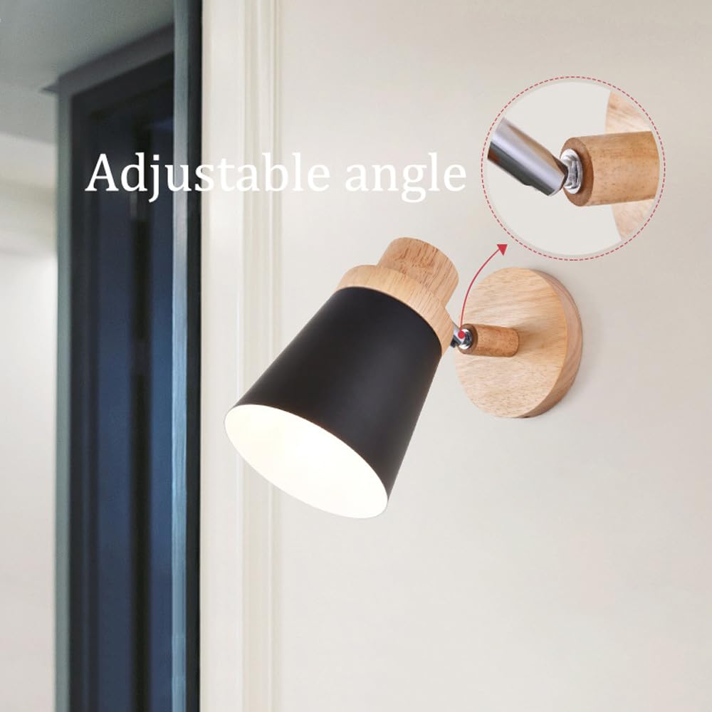 Lampada da Parete Moderna a Batteria con Telecomando in Legno, Stile Industriale, Senza Fili, Ricaricabile Tramite USB, Ideale per Comodino o testiera del Letto, Colore Grigio.