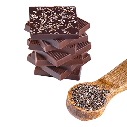 Image of Chokola 75% Dark Chocolate Minis with Chia Seeds - Rich Cocoa, Crunchy & Nutritious Bite-Size Treats, 100g | Gluten-Free & Healthy Snacking