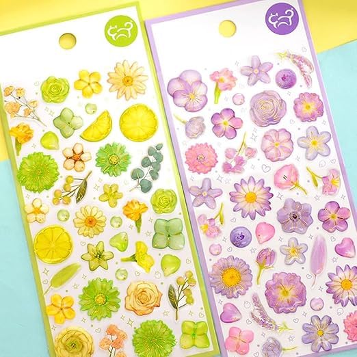 Image of Cots and Cuddles 3D Puffy Floral Stickers for Kids & Toddlers |200+ Flower Stickers, 3D Stickers Scrap Book Decoration for Boys & Girls |Floral Stickers, 4 Strap