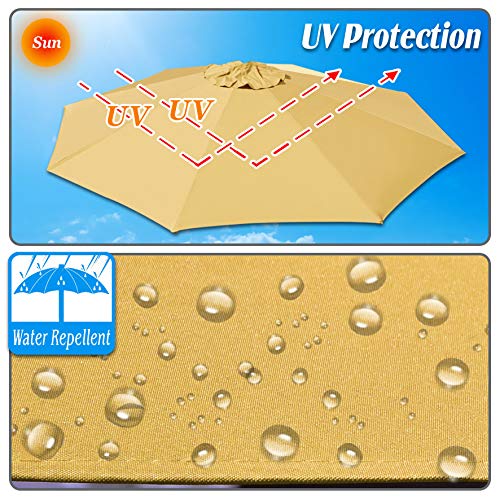 Strong Camel Replacement Patio Umbrella Canopy Cover For 10Ft 8 Ribs Umbrella (Canopy Only)-Tan #TOP4