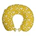 ABAKUHAUS Flor Cojín de Viaje para Soporte de Cuello, Anémonas y Ramas, de Espuma con Memoria y Funda Estampada, 30x30 cm, Tierra Blanco Amarillo