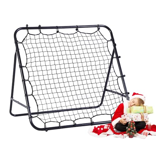 Rete da rimbalzo per allenamento calcistico, per allenamento calcistico, obiettivo, per bambini, attrezzatura didattica, regolabile, portatile, 62 x 62 cm (nero brillante, 62 x 62 x 50)