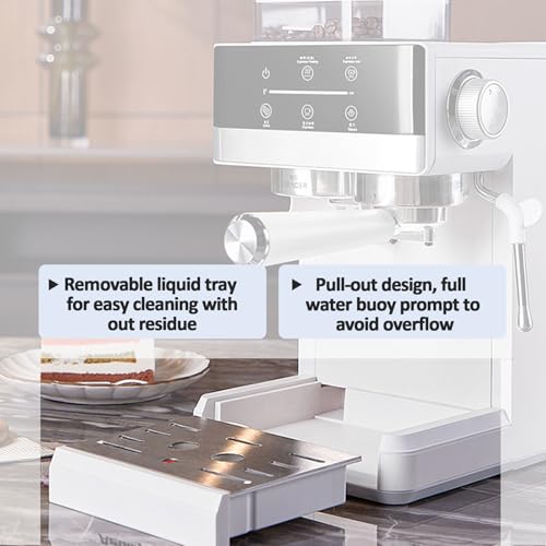 ZyKnaurral Compact Espresso Machine, 20 Bar Pressure Milk Frother with Steam Wand, Barista-Quality Coffee at Home Using Ground Coffee, 1.8 Litre Water Tank - Image 7