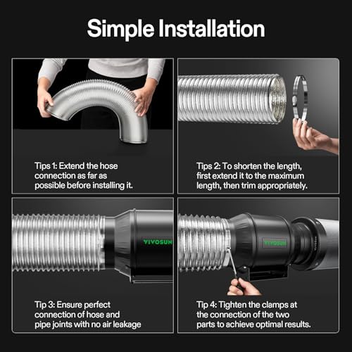 VIVOSUN 6 Inch Flex Air Aluminum Ducting for HVAC Ventilation with 2 Stainless Steel Clamps, 8 Feet Long Multi-Layer Dryer Hose Vent Kit for Duct Fan Systems - image 8