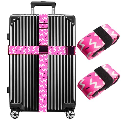 Image of Luggage Straps for Suitcases TSA Approved Easy Pack Organized Suitcase Strap, Luggage Strap, Luggage Belt Strap, Bag Straps for Luggage. Buckle Straps Travel Accessories (Pink)